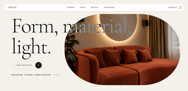 Aurah Design Studio portfolio website by Webomancy